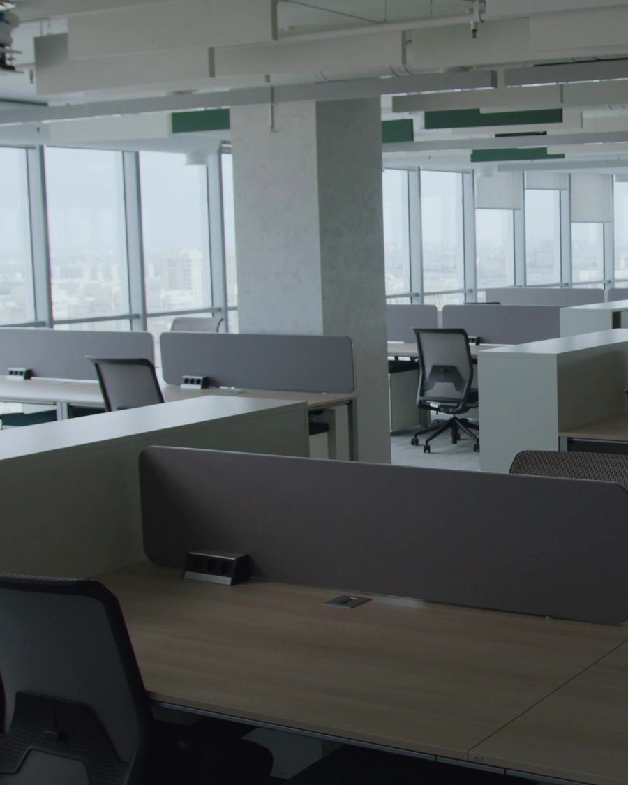 Desks in a commercial office space